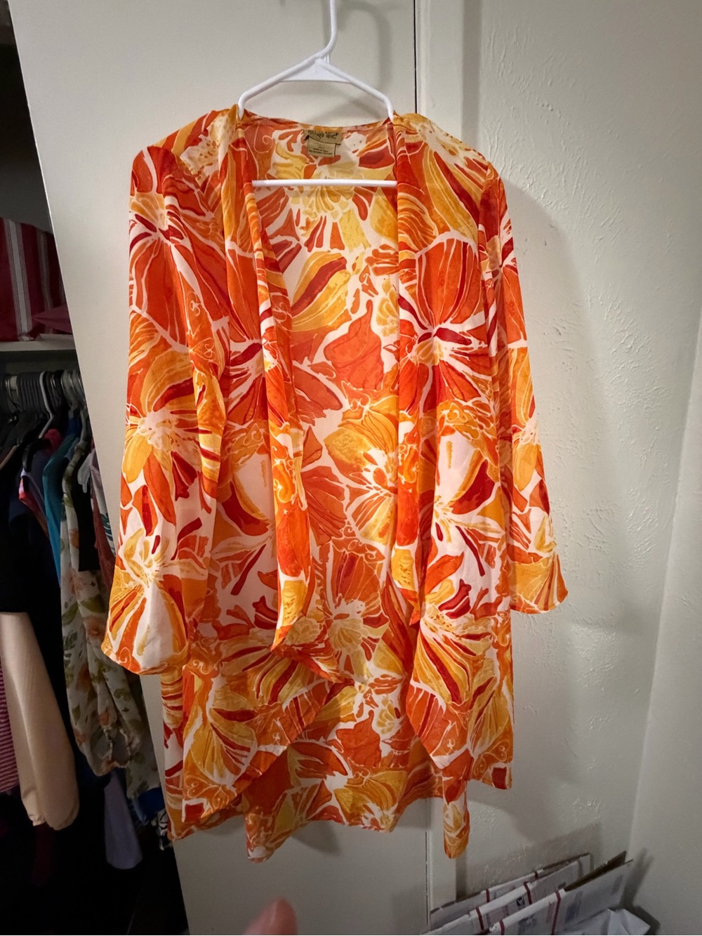 Midnight Velvet Orange & Yellow Floral Kimono Cardigan